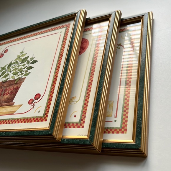 ✨ 1996 ART RESOURCES INT LTD -Set of 3 Framed Prints TOMATOES - HERBS - PASTA. - Picture 10 of 16